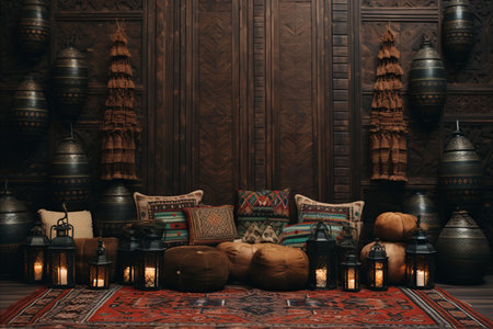 Stylish and Comfortable Home Interior. Cozy Living Space with Unusual Decorの素材