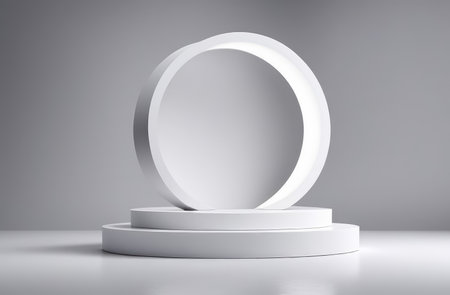 minimal product display podium. abstract background for cosmetic products in white tonesの素材