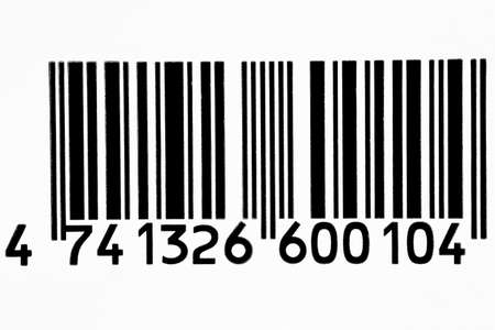 Frontal view black barcode in white backgroundの写真素材