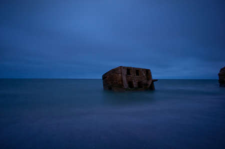 Ruins of old brick house. Barracks building in the Baltic sea.  Liepaja, Latvia, Europe.の写真素材