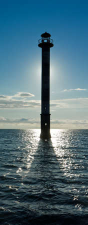 Skew lighthouse in the Baltic Sea. Kiipsaar, Harilaid, Saaremaa, Estonia, Europe.の写真素材