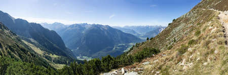 Mountains and peaks landscape, natural environment. Hiking in the alps. Tirol, Austria, Europe