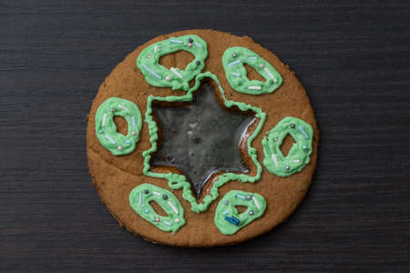 Gingerbread cookie. Concept of food and pastry products.の写真素材