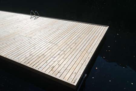 Bridge for swimming. Landscape protection area AchstÃ¼rze. Lake Piburger See, Tirol oldest nature...