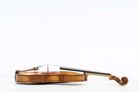 The old fiddle, isolated on white background. Viola, Instrument for classical music.