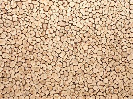 Wood wall, stacked and cut natural  pine is decorative