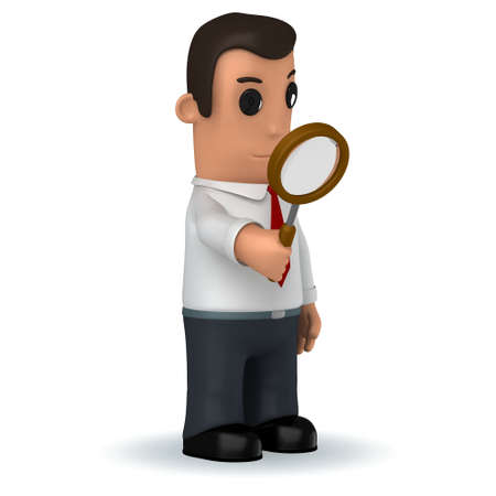 3d funny cartoon character manager on white backgroundの写真素材