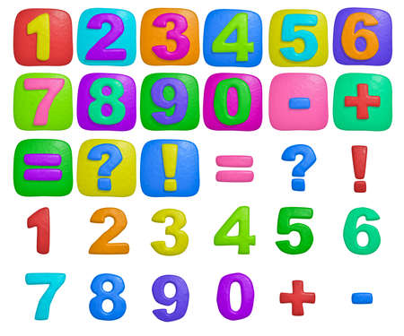 isolated cartoon color plasticine figures on a white background