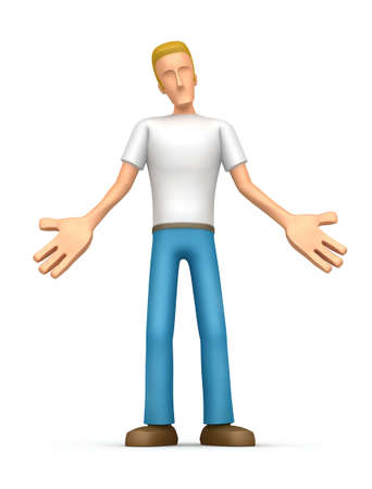 Illustration embarrassed abstract cartoon character on a white backgroundの写真素材
