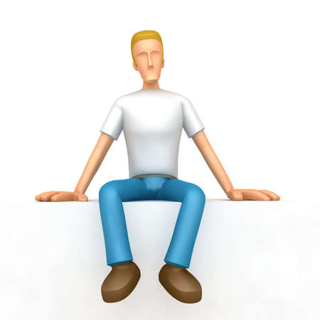 Illustration of an abstract character on a white background for use in presentations, etc.の写真素材