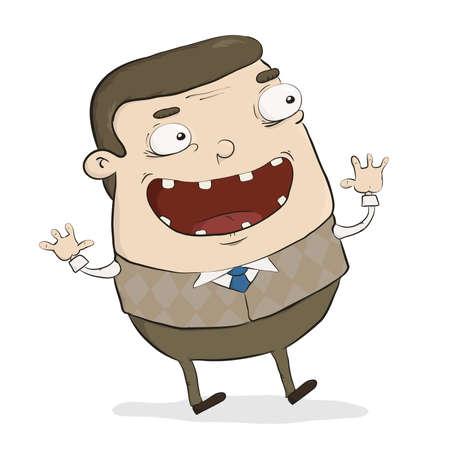 funny cute cartoon teacher fronted by surpriseのイラスト素材