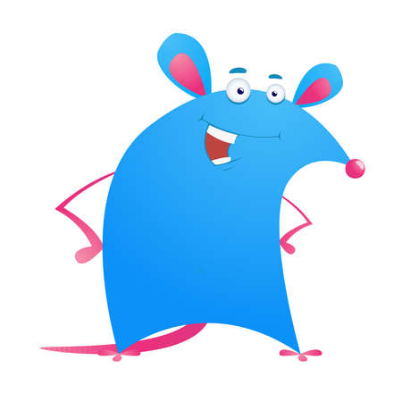 illustration of cartoon funny rat isolated on white backgroundのイラスト素材