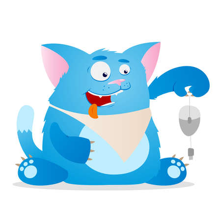 illustration of cartoon funny cat isolated on white backgroundのイラスト素材