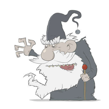 illustration of cartoon funny wizard isolated on white backgroundのイラスト素材