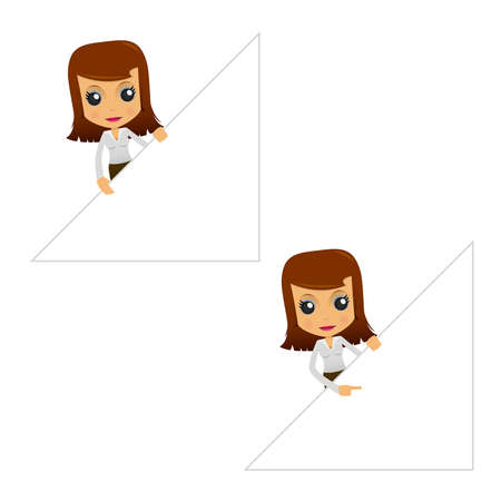 set of funny cartoon businesswomanのイラスト素材