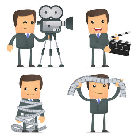 funny cartoon businessman and cinemaのイラスト素材