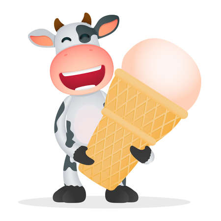 funny cartoon cowのイラスト素材