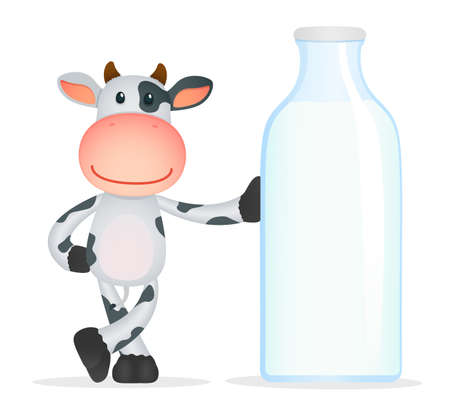 funny cartoon cowのイラスト素材