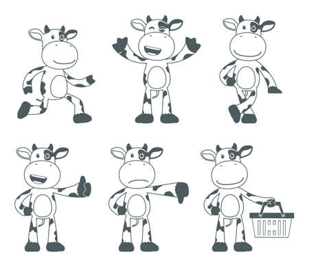 funny cartoon cowのイラスト素材