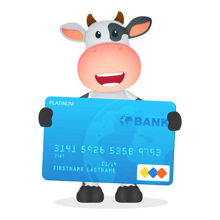 funny cartoon cowのイラスト素材