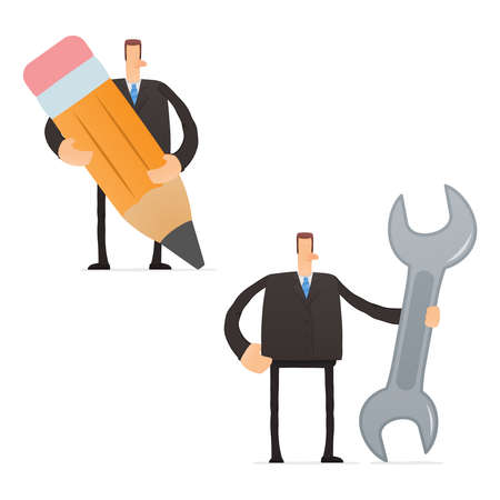 set of funny cartoon businessmanのイラスト素材