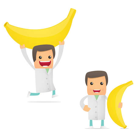 set of funny cartoon doctorのイラスト素材