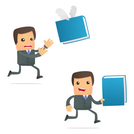 set of funny cartoon businessmanのイラスト素材