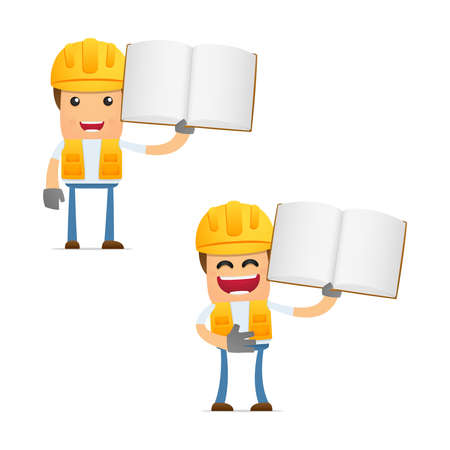 set of funny cartoon builderのイラスト素材