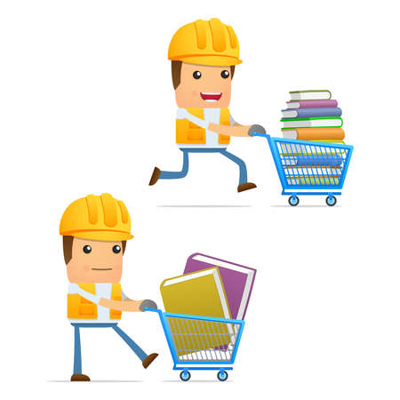 set of funny cartoon builderのイラスト素材