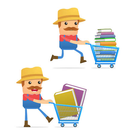 set of funny cartoon farmerのイラスト素材