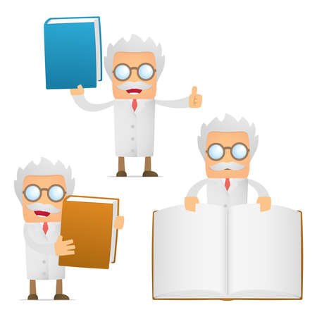 funny cartoon scientist giving presentationのイラスト素材