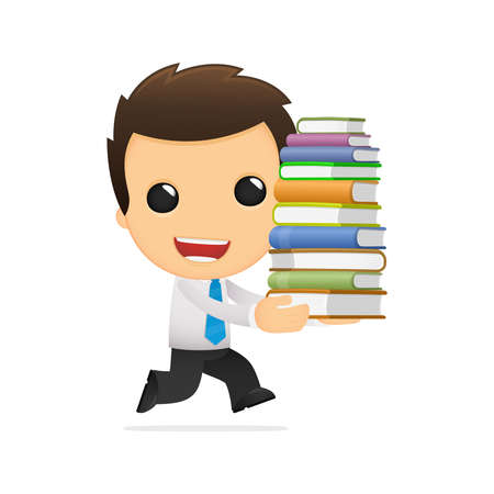 funny cartoon office workerのイラスト素材