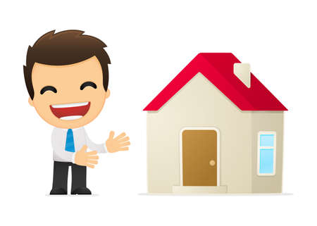 funny cartoon office workerのイラスト素材