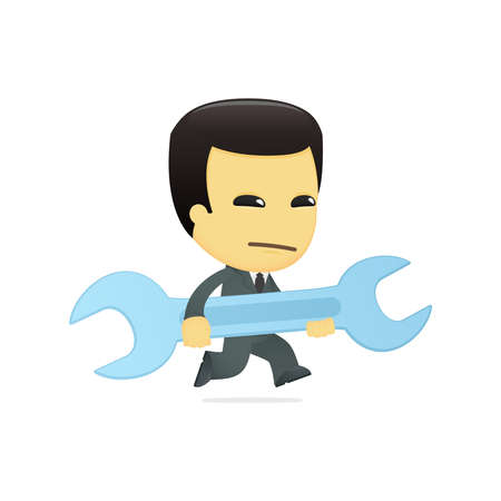 funny cartoon asian businessmanのイラスト素材
