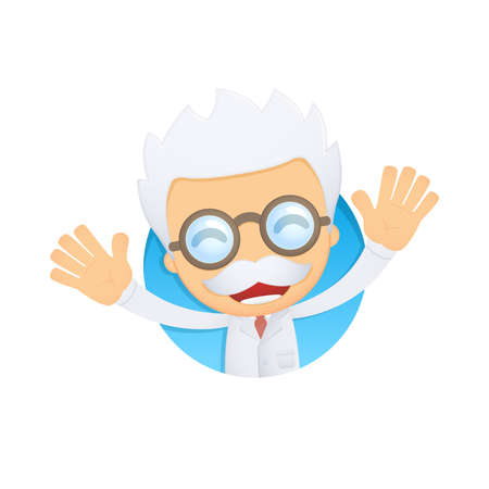 funny cartoon scientistのイラスト素材