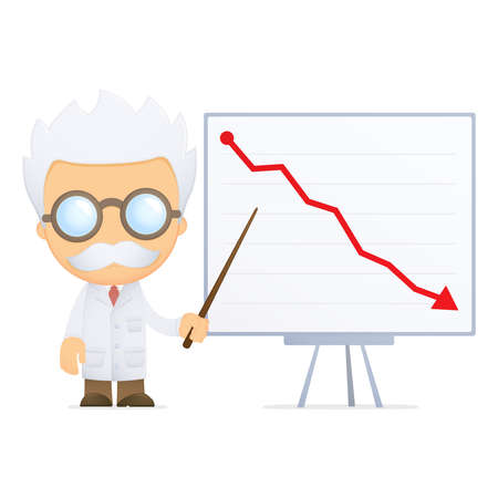 funny cartoon scientistのイラスト素材