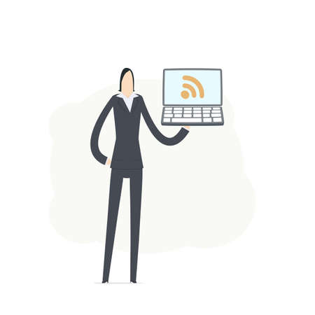 young business woman using rssのイラスト素材