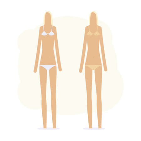 sunburnt girl in bikini and withoutのイラスト素材