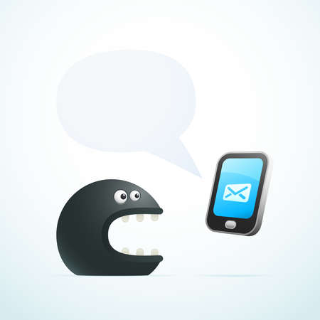monster talking on the phoneのイラスト素材