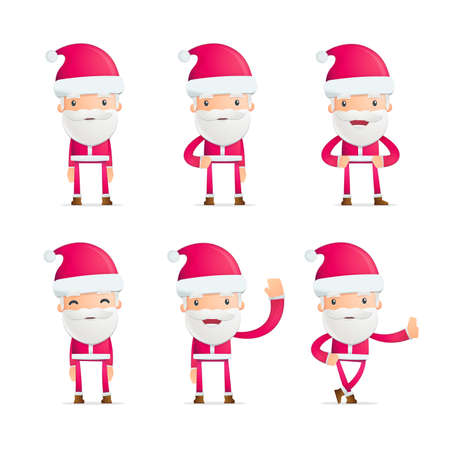 Santa in various poses のイラスト素材