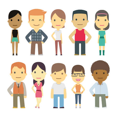 casual set characters for use in designのイラスト素材