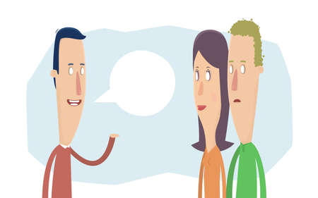man engaged in a dialogue with couplesのイラスト素材