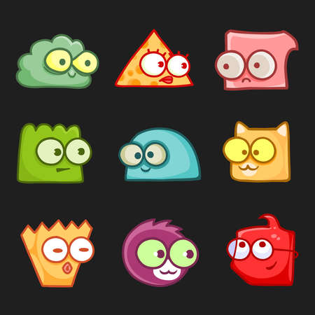 set of funny cartoon funny monsters for designのイラスト素材