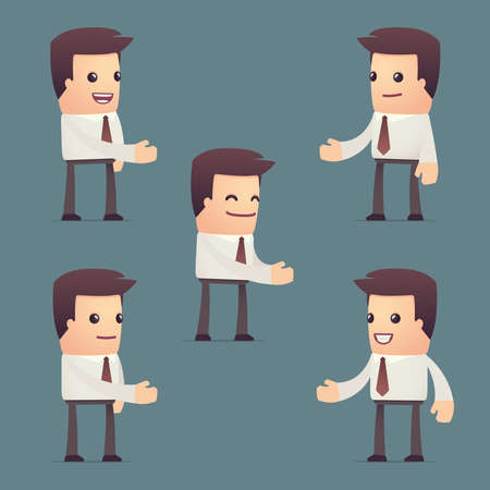 set of simple universal characters in different poses. manager. Use the character in dialog poses with other characters from this seriesのイラスト素材