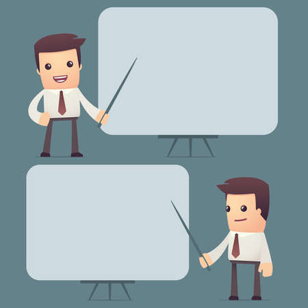 set of simple universal characters in different poses. manager. Use the character in dialog poses with other characters from this seriesのイラスト素材