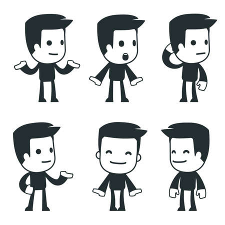 different independent and interactive poses. casual man.のイラスト素材