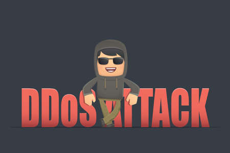 criminal hacker makes an unauthorized attack on the site. conceptual illustrationのイラスト素材