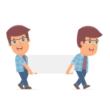 Funny Character Freelancer holds and interacts with blank forms or objects. Poses for interaction with other characters from this seriesのイラスト素材