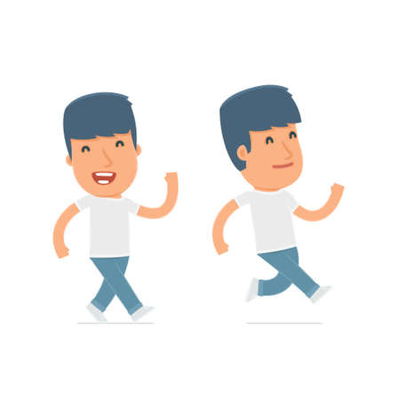Happy and Cheerful Character Activist goes and runs. for use in presentations, etc.