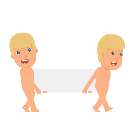 Funny Character Naked Man holds and interacts with blank forms or objects. Poses for interaction with other characters from this seriesのイラスト素材